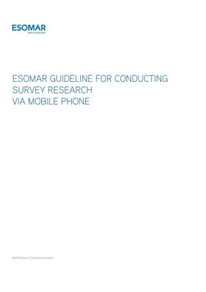 Esomar Guideline for Conducting Survey Research