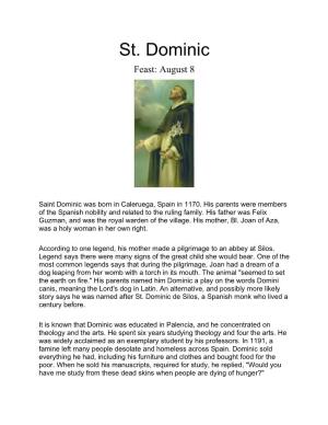 St. Dominic Feast: August 8