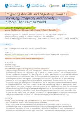 Emigrating Animals and Migratory Humans: Belonging, Prosperity and Security in More-Than-Human World