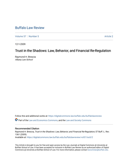 Law, Behavior, and Financial Re-Regulation
