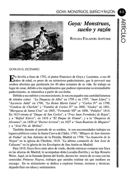 Goya: Monstruos, Sueno Y Razon