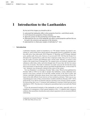 1 Introduction to the Lanthanides