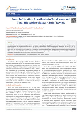 Local Infiltration Anesthesia in Total Knee and Total Hip Arthroplasty: a Brief Review