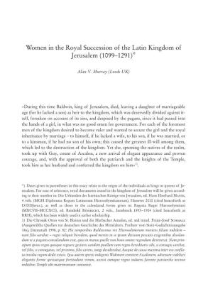 Women in the Royal Succession of the Latin Kingdom of Jerusalem (1099–1291)*