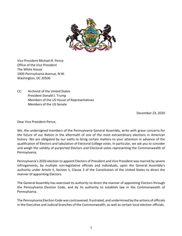 Vice President Pence Letter