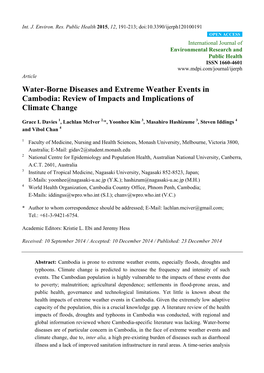 Water-Borne Diseases and Extreme Weather Events in Cambodia: Review of Impacts and Implications of Climate Change