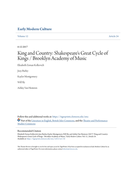Shakespeare's Great Cycle of Kings / Brooklyn Academy of Music Elizabeth Zeman Kolkovich