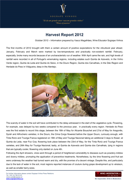 Harvest Report 2012