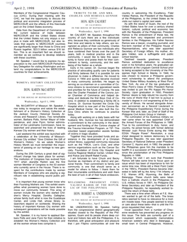 CONGRESSIONAL RECORD— Extensions of Remarks E559 HON