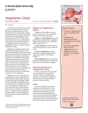 Vegetarian Diets Fact Sheet No