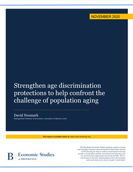 Strengthen Age Discrimination Protections to Help Confront the Challenge of Population Aging