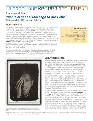 Rashid Johnson: Message to Our Folks September 20, 2013 – January 6, 2014