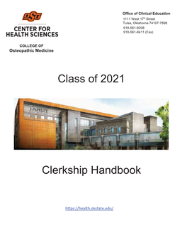 Class of 2021 Class of 2021 Clerkship Handbook