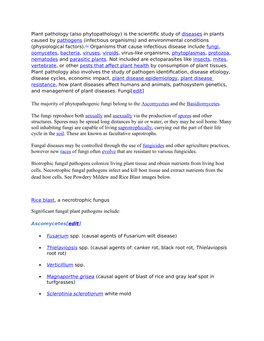 The Majority of Phytopathogenic Fungi Belong to the Ascomycetes and the Basidiomycetes