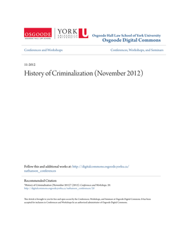 History of Criminalization (November 2012)