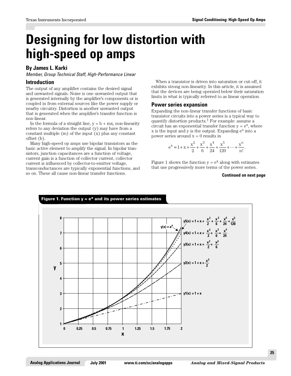 Designing for Low Distortion with High-Speed Op Amps by James L