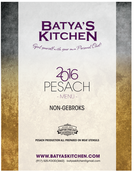 Pesach - Menu - Non-Gebroks