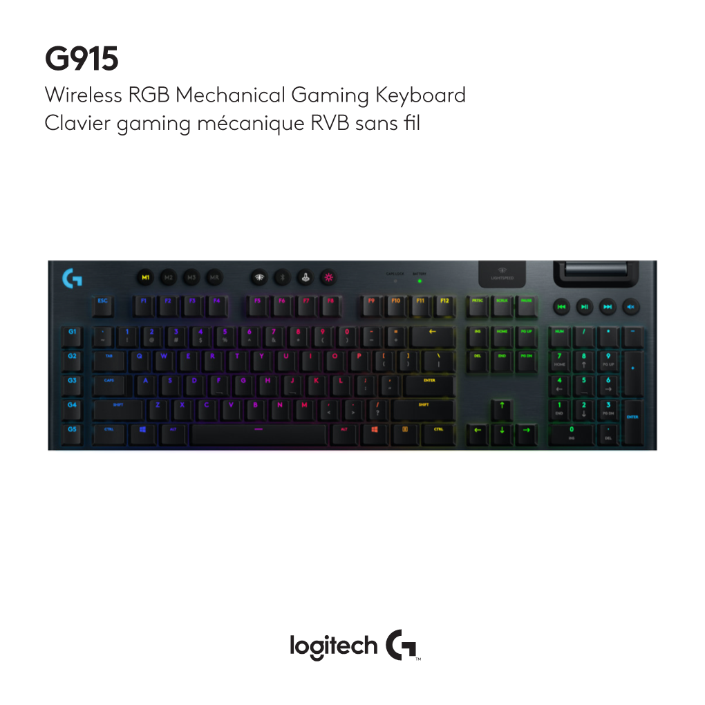 G915 Wireless RGB Mechanical Gaming Keyboard Clavier Gaming Mécanique RVB Sans Fil LIGHTSPEED CONNECTION