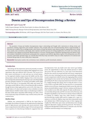 Downs and Ups of Decompression Diving: a Review