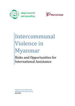 Intercommunal Violence in Myanmar Risks and Opportunities for International Assistance