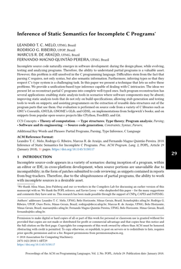 Inference of Static Semantics for Incomplete C Programs∗