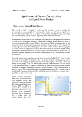 Application of Convex Optimization in Digital Filter Design