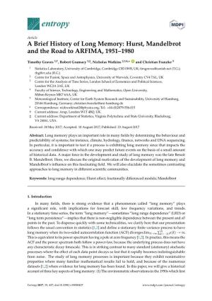 Hurst, Mandelbrot and the Road to ARFIMA, 1951–1980