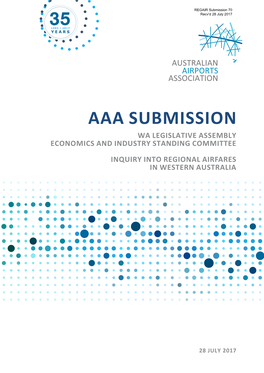 Aaa Submission Wa Legislative Assembly Economics and Industry Standing Committee Inquiry Into Regional Airfares in Western Australia