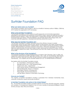 Surfrider Foundation FAQ