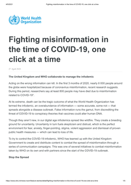 Fighting Misinformation in the Time of COVID-19, One Click at a Time
