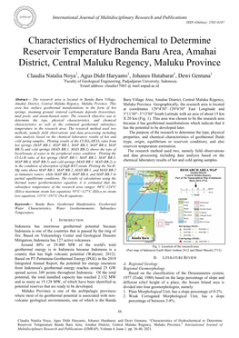 Characteristics of Hydrochemical to Determine Reservoir Temperature Banda Baru Area, Amahai District, Central Maluku Regency, Maluku Province