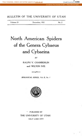 North American Spiders of the Genera Cybaeus and Cybaeina