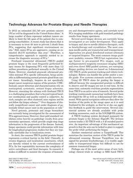 Technology Advances for Prostate Biopsy and Needle Therapies