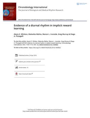 Evidence of a Diurnal Rhythm in Implicit Reward Learning
