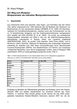 Dr. Klaus Pöttgen Der Weg Zum Blutpass