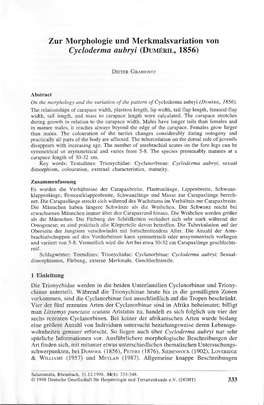 Zur Morphologie Und Merkmalsvariation Von Cycloderma Aubryi (DUMERIL, 1856)