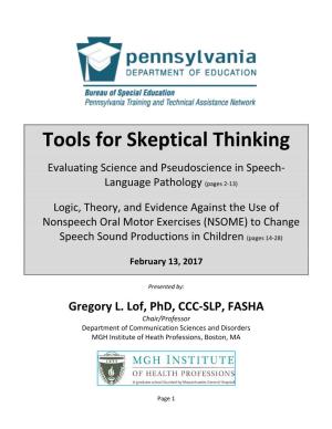 Tools for Skeptical Thinking