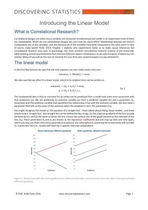 Introducing the Linear Model What Is Correlational Research?