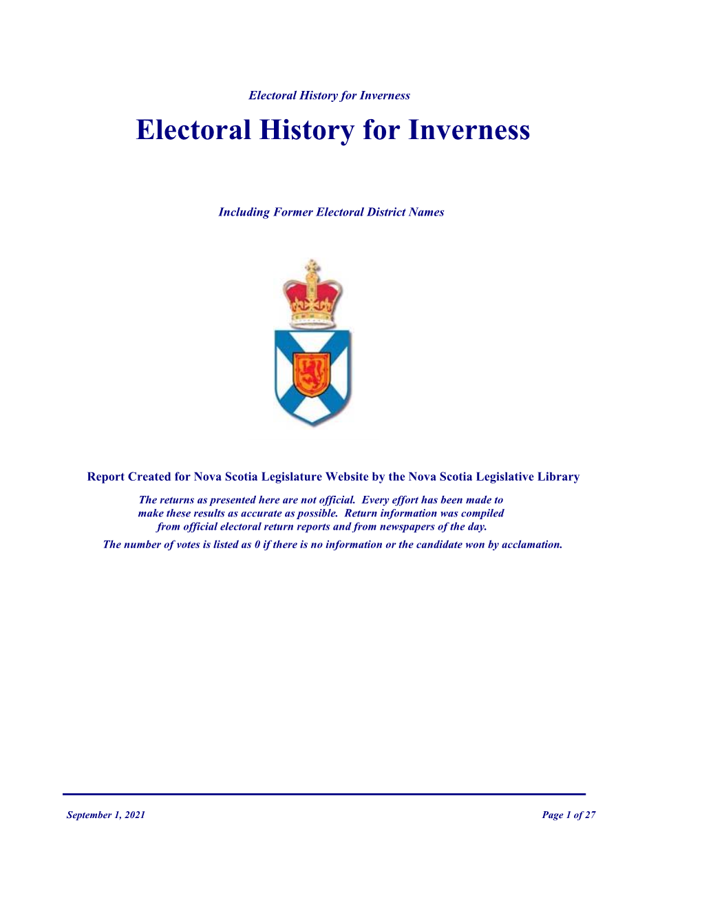 Inverness Electoral History for Inverness