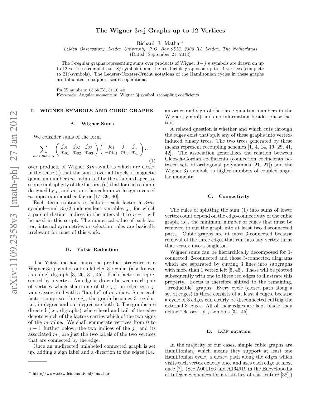 The Wigner 3N-J Graphs up to 12 Vertices