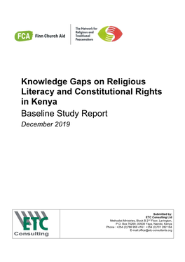 Knowledge Gaps on Religious Literacy and Constitutional Rights in Kenya Baseline Study Report December 2019