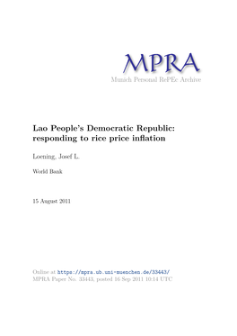Lao People's Democratic Republic: Responding to Rice Price Inflation