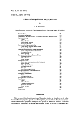 Effects of Air Pollution on Grapevines