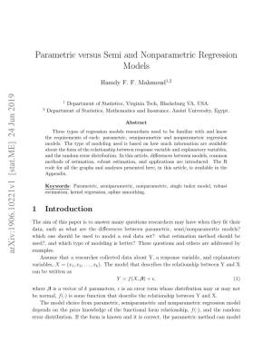 Parametric Versus Semi and Nonparametric Regression Models