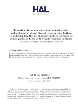Towards a History of Architectural Acoustics Using
