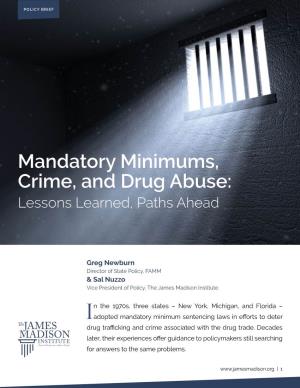 Mandatory Minimums, Crime, and Drug Abuse: Lessons Learned, Paths Ahead