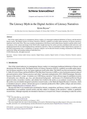 The Literacy Myth in the Digital Archive of Literacy Narratives ∗