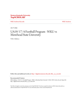 UA19/17/4 Football Program - WKU Vs Morehead State University WKU Athletics