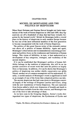 Michel De Montaigne and the Politics of Skepticism