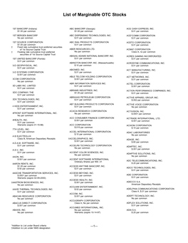 List of Marginable OTC Stocks